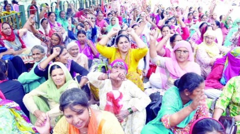 Angwadi Workers Protesting