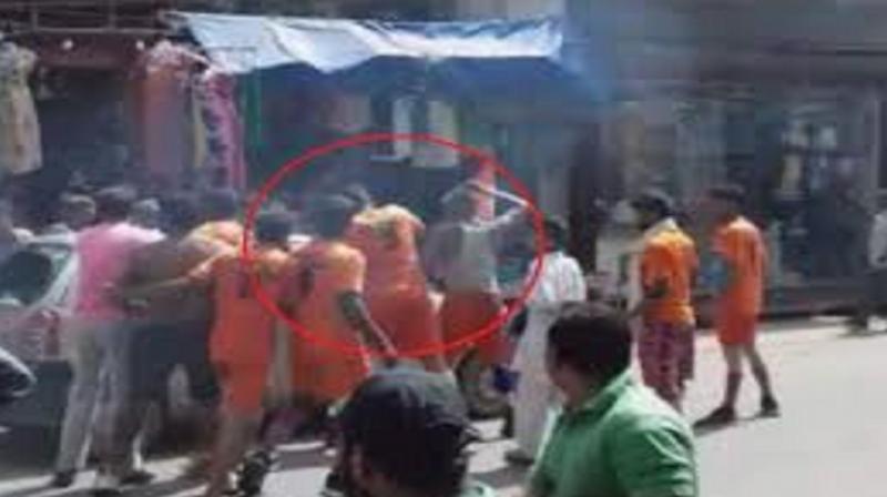 Kanwariyas Attack on Car Kanwariyas Attack on Car
