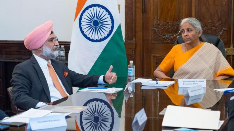 Finance Minister Nirmala Sitharaman arrives in US, meets Indian Ambassador to US Taranjit Singh Sandhu Finance Minister Nirmala Sitharaman arrives in US, meets Indian Ambassador to US Taranjit Singh Sandhu