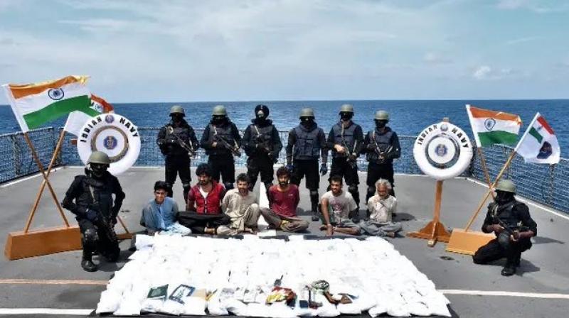 Rs 1200 crore worth heroin seized on boat off Kerala coast. Rs 1200 crore worth heroin seized on boat off Kerala coast.