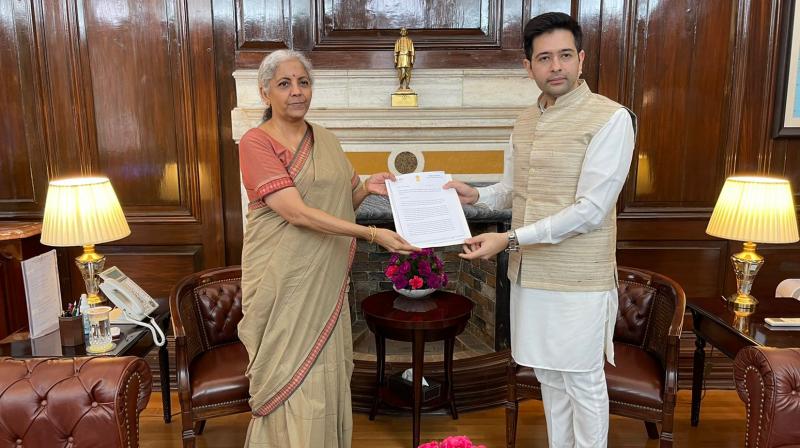 Raghav Chadha meets Finance Minister Nirmala Sitharaman Raghav Chadha meets Finance Minister Nirmala Sitharaman