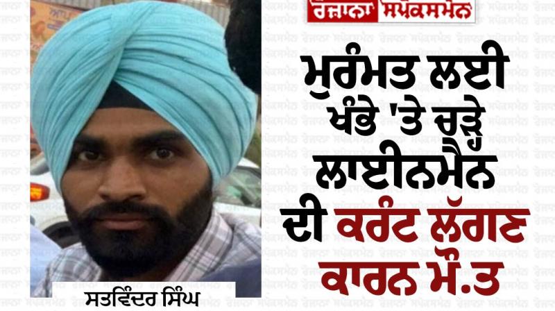 Punjab News : The lineman who climbed the pole for repair died due to electrocution Punjab News : The lineman who climbed the pole for repair died due to electrocution