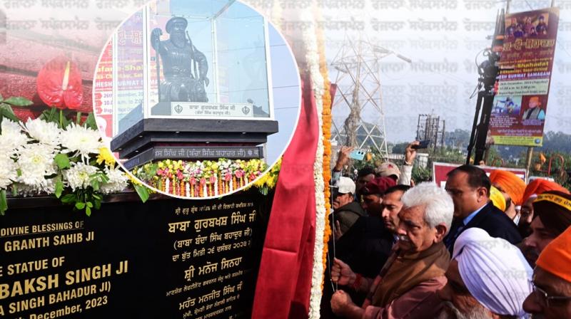 LG Sinha unveils Statue of First Sikh Ruler Baba Banda Singh Bahadur in Jammu