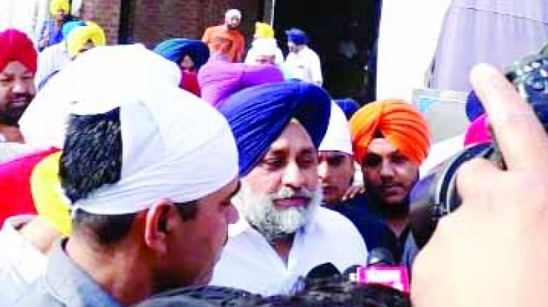 Sukhbir Singh Badal Talking at Darbar Sahib