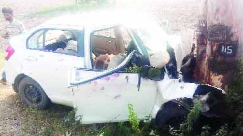 Car wrecked in accident Car wrecked in accident