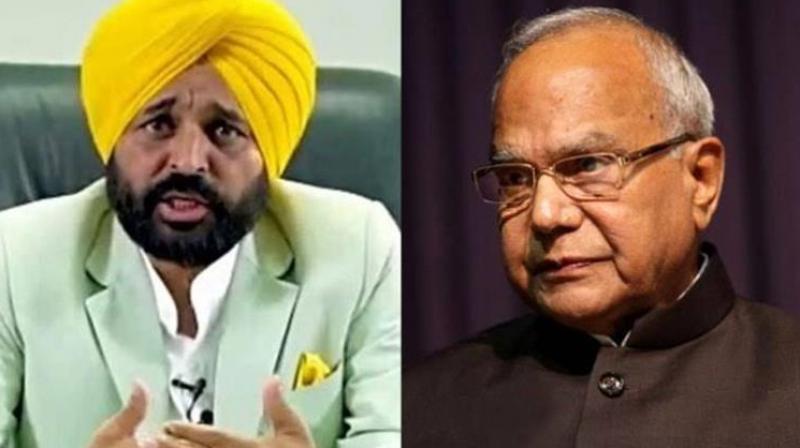 CM Bhagwant Mann, Banwarilal Purohit CM Bhagwant Mann, Banwarilal Purohit