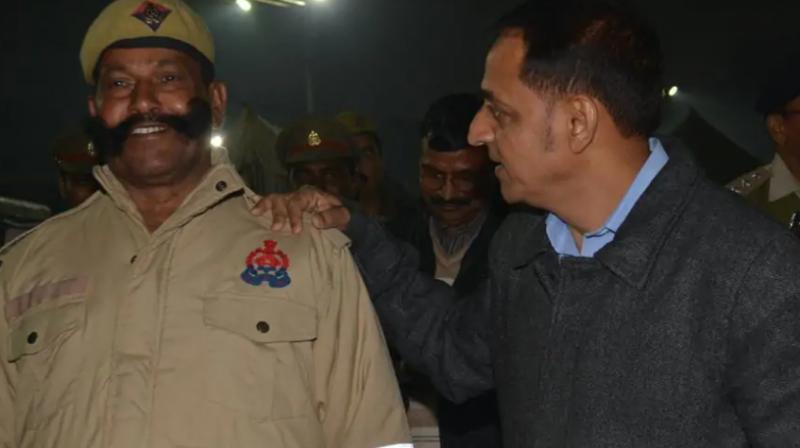 ADG PAC Vinod Kumar Singh with a PAC personnel ADG PAC Vinod Kumar Singh with a PAC personnel