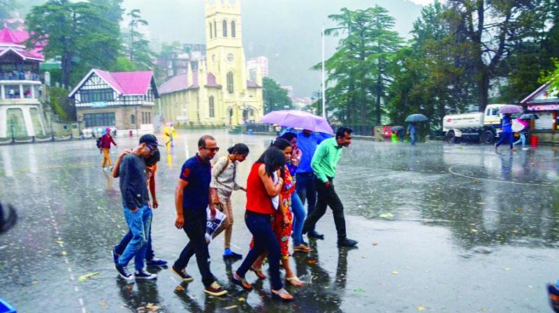 People Enjoying Rain Shimla People Enjoying Rain Shimla