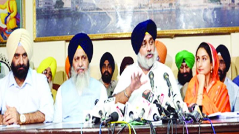 Sukhbir Singh Badal addressing media Sukhbir Singh Badal addressing media
