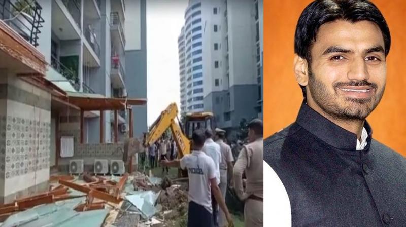 Illegal structures at politician Shrikant Tyagi's Noida house demolished Illegal structures at politician Shrikant Tyagi's Noida house demolished