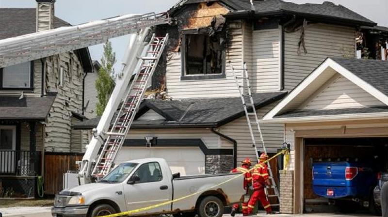A house fire in Alberta, Canada 