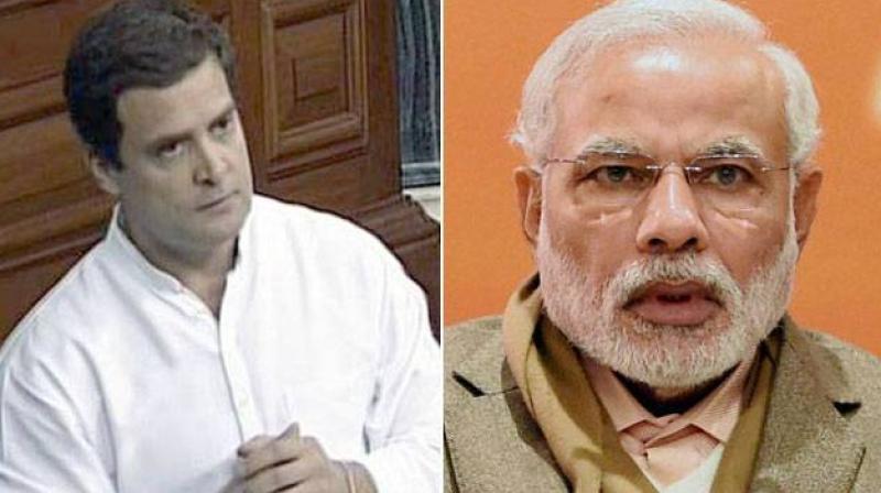 Narendra Modi with Rahul Gandhi