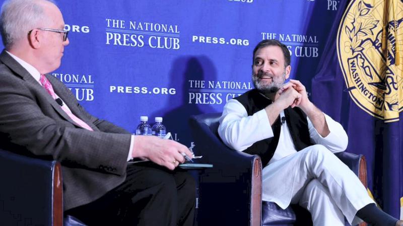 Washington: Congress leader Rahul Gandhi during an interactive session at the National Press Club, in Washington, USA, Thursday, June 1, 2023. (PTI Photo) Washington: Congress leader Rahul Gandhi during an interactive session at the National Press Club, in Washington, USA, Thursday, June 1, 2023. (PTI Photo)