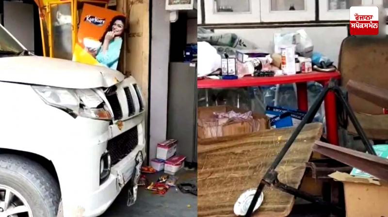 Panchkula: SUV hits chemist's shop Panchkula: SUV hits chemist's shop