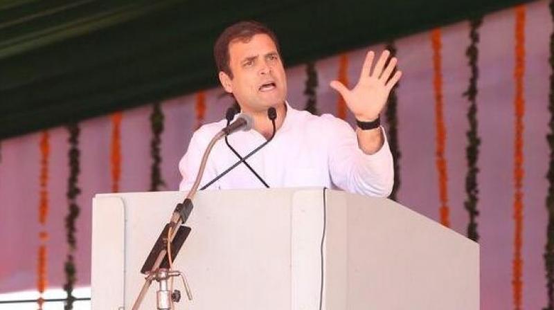 Rahul Gandhi addressing public meeting in Moga 