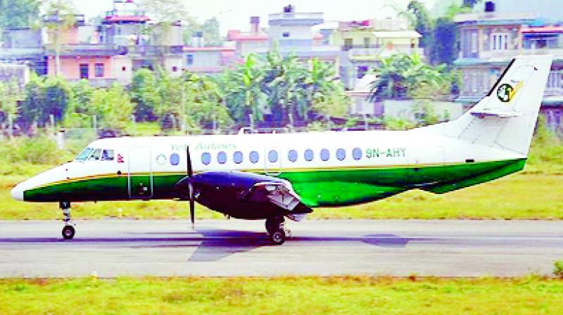 Airplane at runway in Nepal Airplane at runway in Nepal