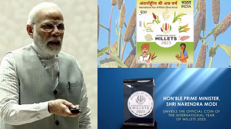 Prime Minister Narendra Modi released postage stamp and coin on coarse grains for the financial year 2023