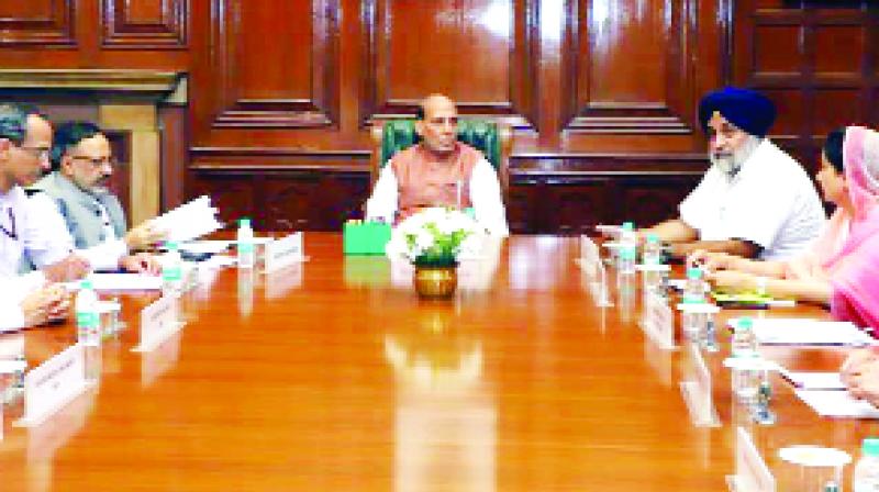 During a meeting with Rajnath Singh, a delegation of SAD