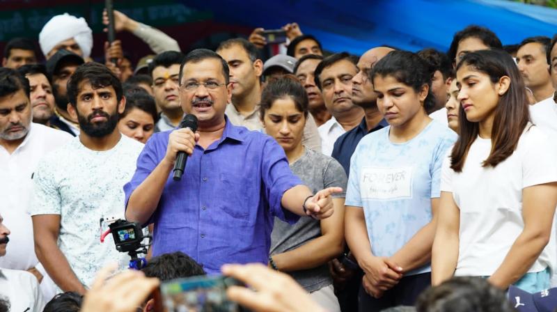 Arvind Kejriwal extends support to wrestlers Arvind Kejriwal extends support to wrestlers