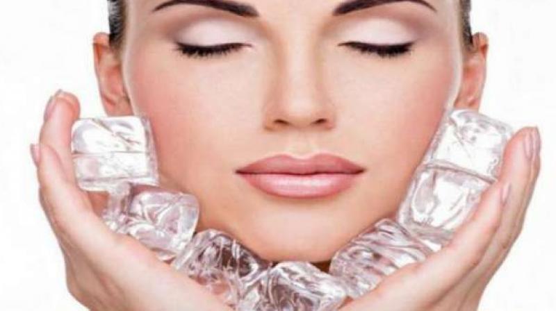 Spliting Ice cube on Skin Spliting Ice cube on Skin