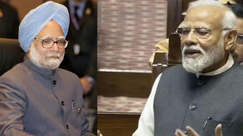 PM Narendra Modi praises former PM Manmohan Singh in Rajya Sabha PM Narendra Modi praises former PM Manmohan Singh in Rajya Sabha