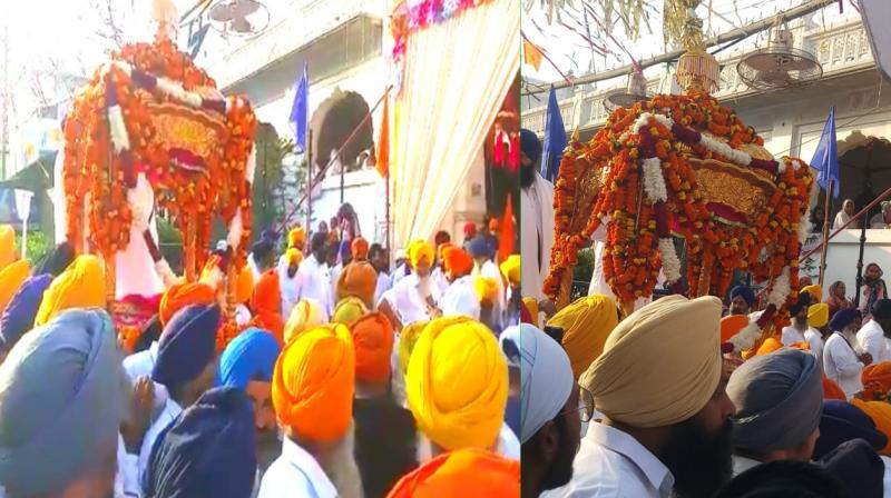 Nagar Kirtan organized on the occasion of first Prakash Purab of Sri Guru Granth Sahib
