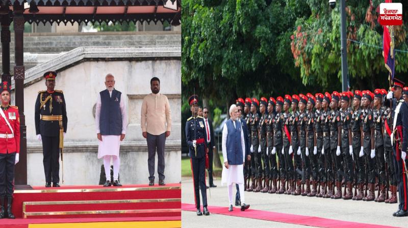 Prime Minister Narendra Modi received a ceremonial welcome in Colombo Prime Minister Narendra Modi received a ceremonial welcome in Colombo