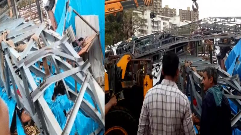 6 killed as iron hoarding collapses in Pune 6 killed as iron hoarding collapses in Pune