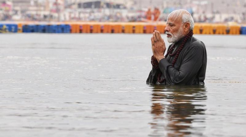 PM Narendra Modi Takes Holy Dip