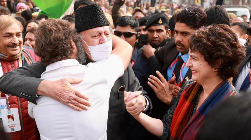 Farooq Abdullah joins Rahul Gandhi as Yatra enters Uttar Pradesh Farooq Abdullah joins Rahul Gandhi as Yatra enters Uttar Pradesh