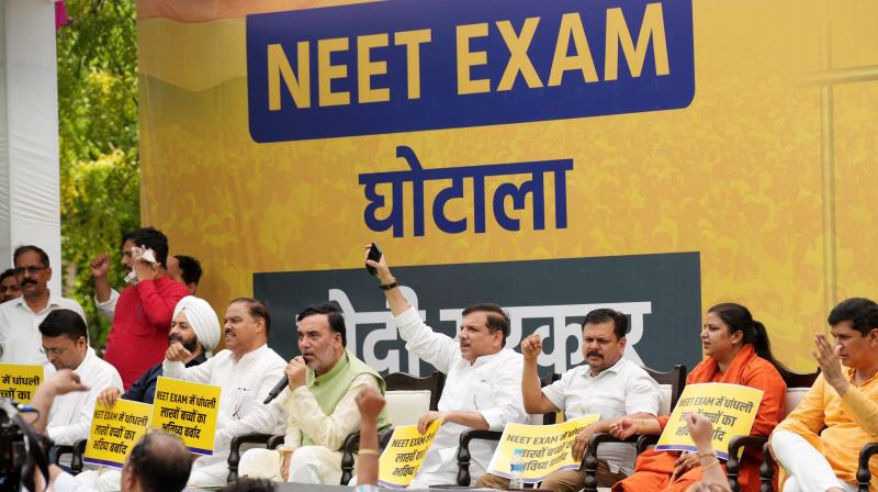 AAP protest over NEET 2024 results AAP protest over NEET 2024 results