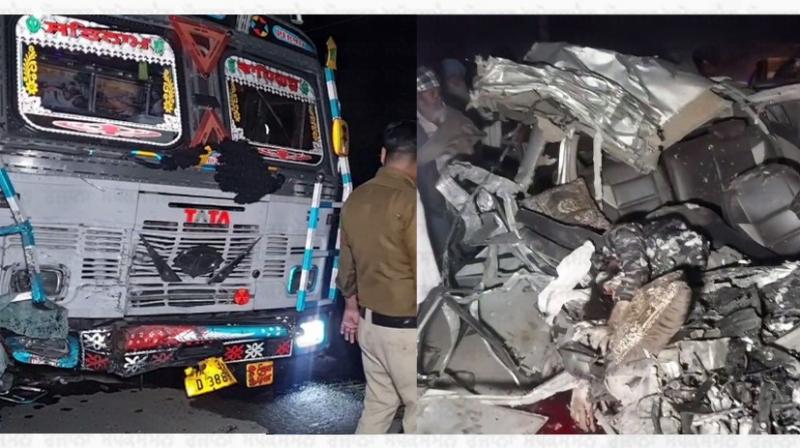 One died during a collision between a truck and Car One died during a collision between a truck and Car