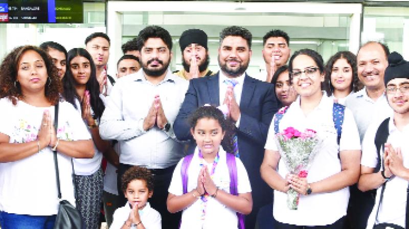 Children and other on arrival at Mohali Airport. Children and other on arrival at Mohali Airport.