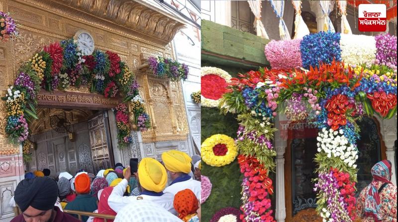 Extraordinary floral decorations at Sachkhand Sri Harmandir Sahib on the occasion of the first Parkash Purb of Sri Guru Granth Sahib Ji Extraordinary floral decorations at Sachkhand Sri Harmandir Sahib on the occasion of the first Parkash Purb of Sri Guru Granth Sahib Ji