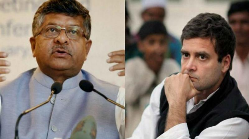 Data leak: Ravi Shankar Prasad seeks Rahul Gandhi's apology Data leak: Ravi Shankar Prasad seeks Rahul Gandhi's apology