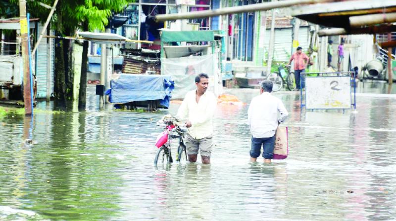 People Going Standing Water  