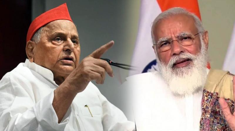 Mulyam Singh Yadav And PM Modi Mulyam Singh Yadav And PM Modi