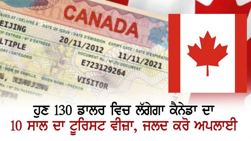 10-year Canada tourist visa in130 dollars