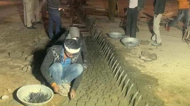 concrete wall on Ghazipur border