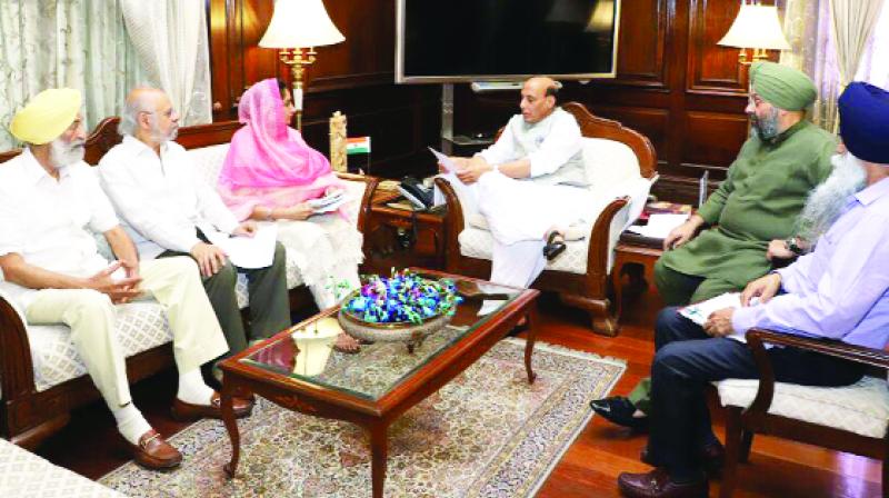 The delegation of the SAD meets Rajnath Singh.