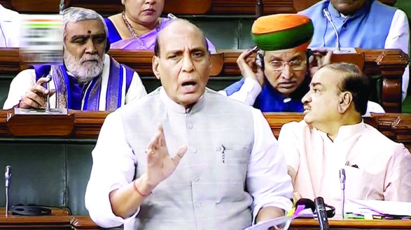 Talking to the Lok Sabha, Home Minister Rajnath Singh