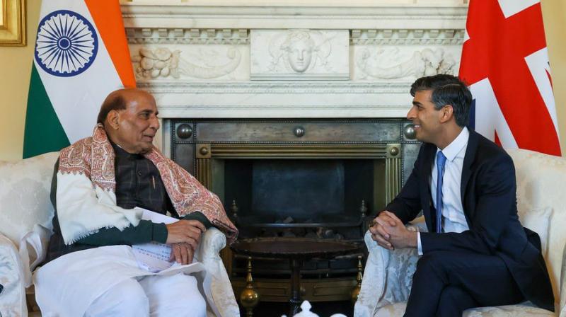 Defence Minister Rajnath Singh Meets UK PM Rishi Sunak In London Defence Minister Rajnath Singh Meets UK PM Rishi Sunak In London