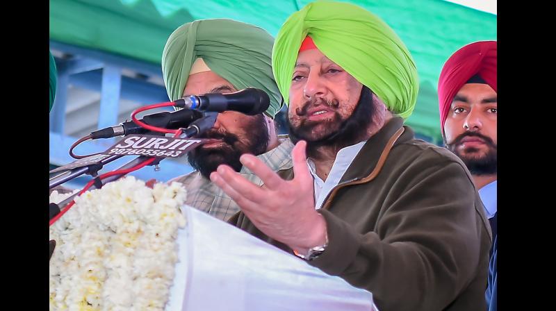 Punjab Chief Minister Captain Amarinder Singh during the foundation laying ceremony of surface water supply projects