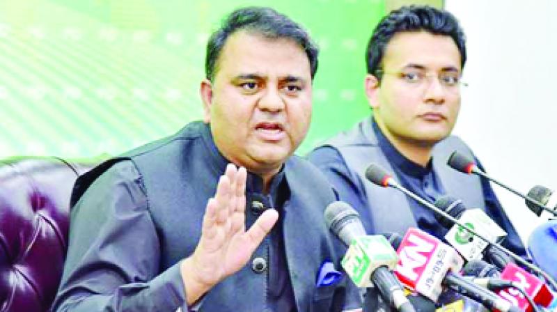 Information Minister Chaudhry Fawad Hussain during Press Conference Information Minister Chaudhry Fawad Hussain during Press Conference