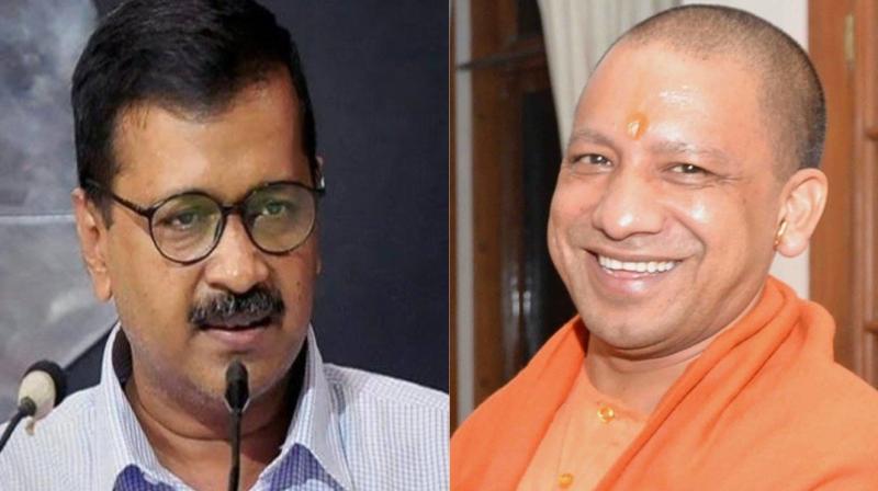 Cm yogi adityanath delhi and arvind kejriwal  