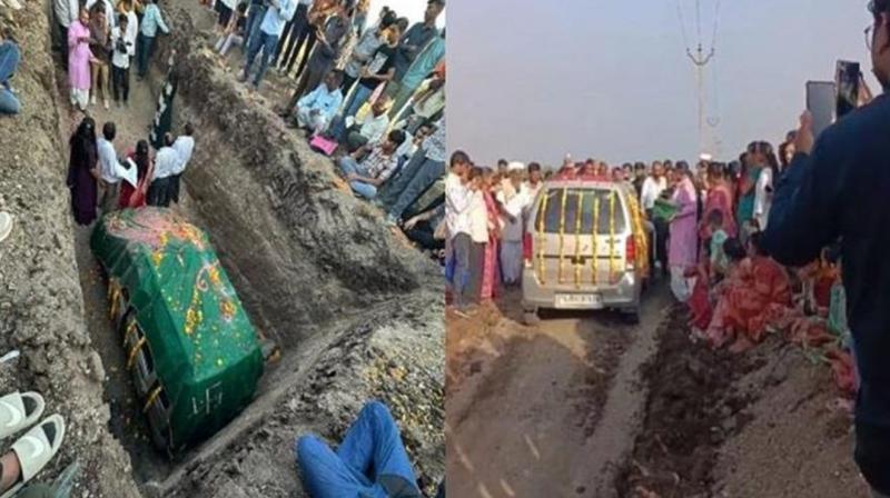 A 15-year-old car was decorated with flowers, then buried in the ground, know the whole matter A 15-year-old car was decorated with flowers, then buried in the ground, know the whole matter