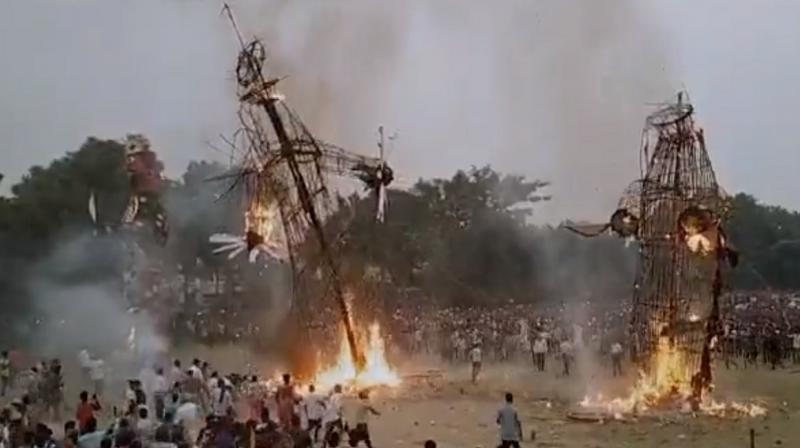 Accident averted during Ravan Dahan in Yamunanagar Accident averted during Ravan Dahan in Yamunanagar