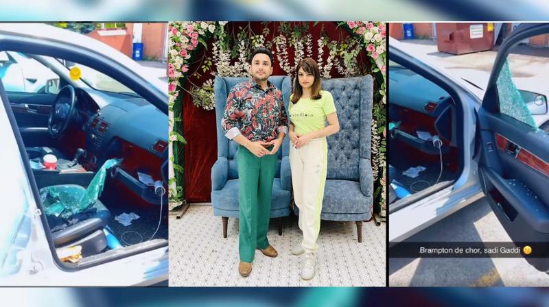 Thieves vandalized the car of Deep Dhillon and Jaismeen Jassi Thieves vandalized the car of Deep Dhillon and Jaismeen Jassi