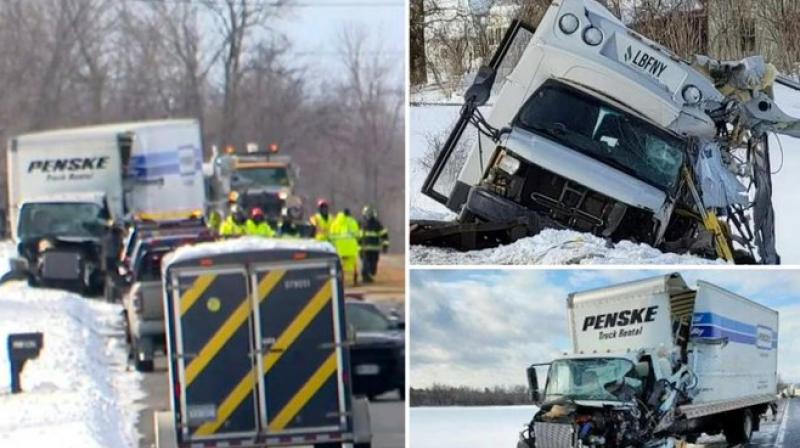 Terrible collision between bus-truck in New York, 6 people died Terrible collision between bus-truck in New York, 6 people died