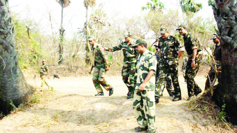 Army troops taking a review of the spot